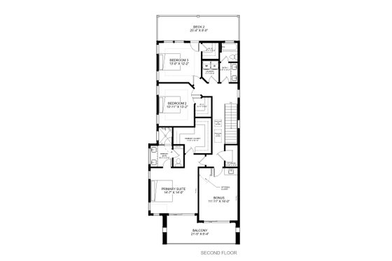 Floor Plan - Upper Floor for Bungalow House Plan #1085-3 - 3 bed, 2.5 bath