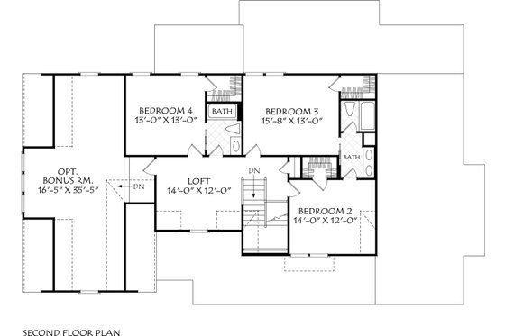 Floor Plan - Upper Floor for Farmhouse House Plan #927-1027 - 4 bed, 3.5 bath
