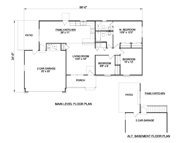 Ranch Floor Plan - Main Floor Plan #116-166