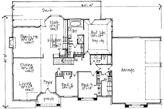 Floor Plan - Main Floor for Traditional House Plan #308-128 - 7 bed, 3 bath