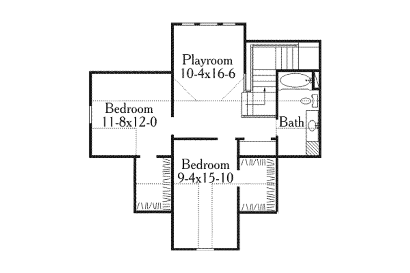 House Blueprint - Floor Plan - Upper Floor for Southern House Plan #406-198 - 3 bed, 2.5 bath