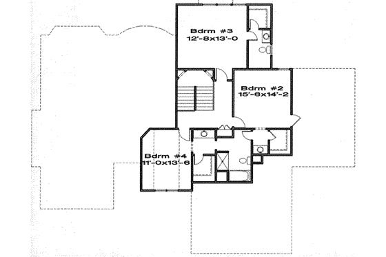 Floor Plan - Upper Floor for European House Plan #6-198 - 4 bed, 3.5 bath