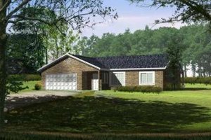 Ranch Exterior - Front Elevation Plan #1-352