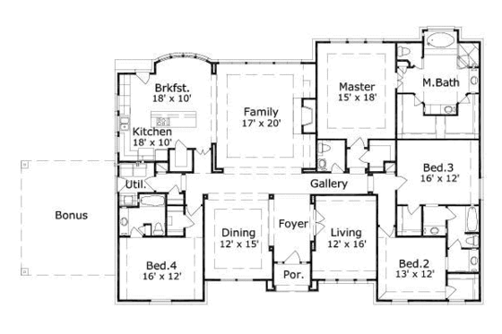 Floor Plan - Main Floor for Traditional House Plan #411-155 - 4 bed, 3.5 bath