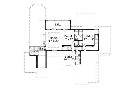 Floor Plan - Upper Floor for European House Plan #411-543 - 5 bed, 4.5 bath