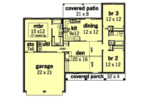 Floor Plan - Main Floor for Traditional House Plan #16-182 - 3 bed, 2 bath