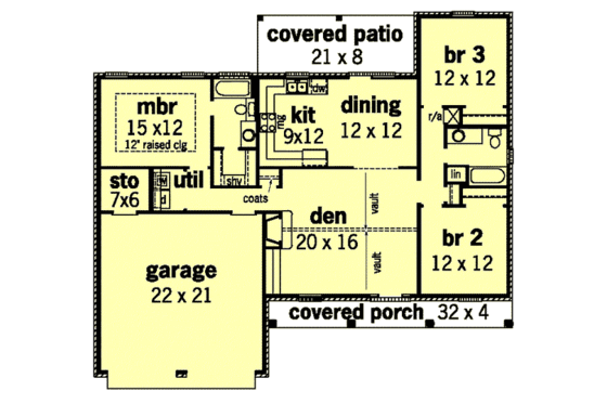 Floor Plan - Main Floor for Traditional House Plan #16-182 - 3 bed, 2 bath