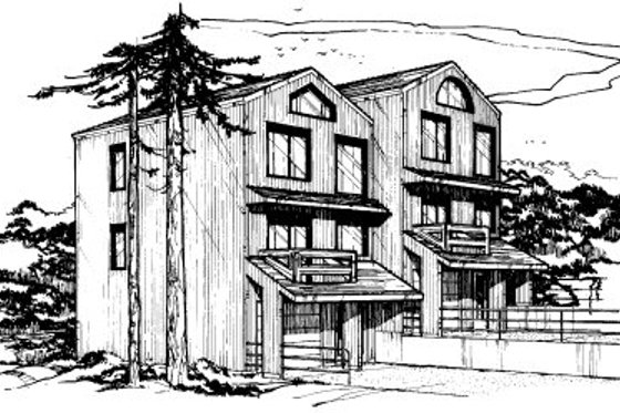 Exterior - Front Elevation for Contemporary House Plan #303-256 - 2 bed, 1.5 bath
