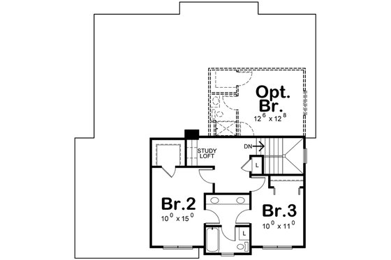 Floor Plan - Upper Floor for Craftsman House Plan #20-2154 - 3 bed, 2.5 bath