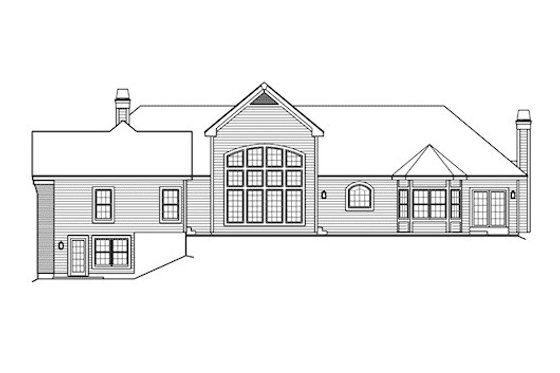 Exterior - Rear Elevation for Ranch House Plan #57-370 - 3 bed, 2.5 bath