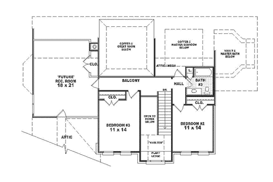 Floor Plan - Upper Floor for Traditional House Plan #81-339 - 4 bed, 3 bath