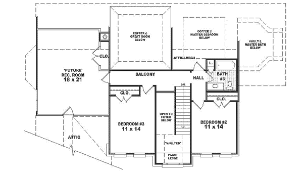 Floor Plan - Upper Floor for Traditional House Plan #81-339 - 4 bed, 3 bath