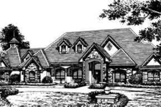 Exterior - Front Elevation for European House Plan #135-106 - 4 bed, 5 bath