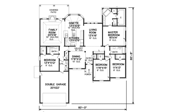 Floor Plan - Main Floor for Traditional House Plan #65-179 - 4 bed, 3 bath