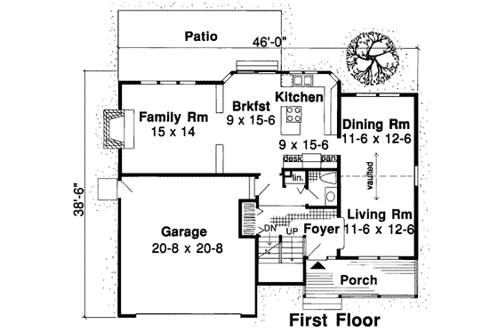 Floor Plan - Main Floor for Traditional House Plan #312-423 - 3 bed, 2.5 bath