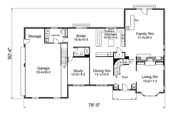 Home Plan - Colonial Floor Plan - Main Floor Plan #57-544