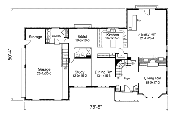 Colonial Floor Plan - Main Floor Plan #57-544