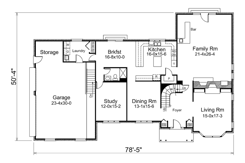 Home Plan - Floor Plan - Main Floor for Colonial House Plan #57-544 - 4 bed, 3 bath
