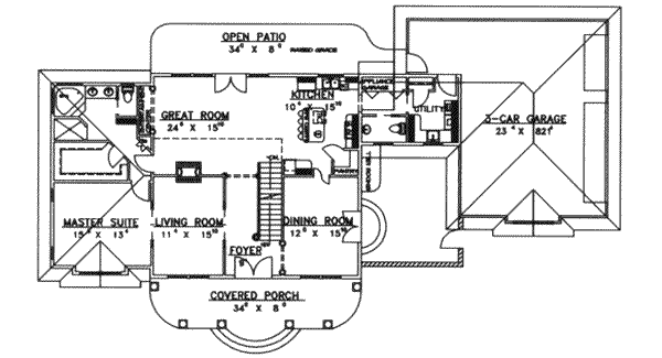 Home Plan - Southern Floor Plan - Main Floor Plan #117-236