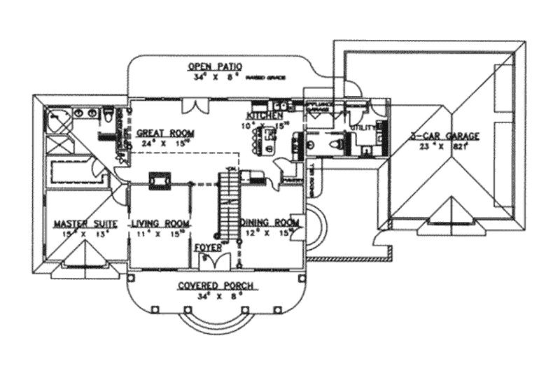Dream House Plan - Floor Plan - Main Floor for Southern House Plan #117-236 - 3 bed, 3 bath