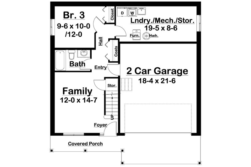 Dream House Plan - Floor Plan - Lower Floor for Farmhouse House Plan #126-253 - 3 bed, 3 bath