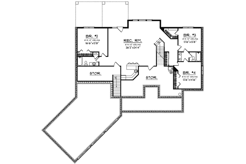 Home Plan - Floor Plan - Lower Floor for Traditional House Plan #70-640 - 4 bed, 4.5 bath