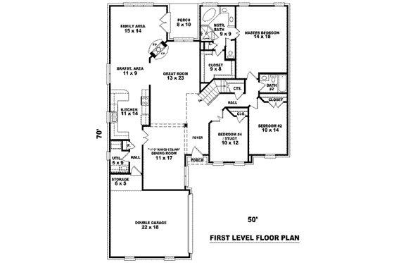 Floor Plan - Main Floor for European House Plan #81-1131 - 3 bed, 3 bath