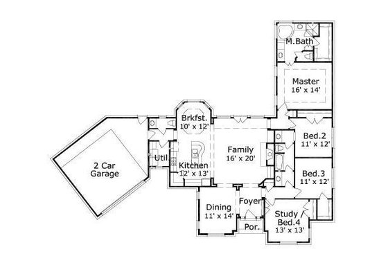 Floor Plan - Main Floor for European House Plan #411-505 - 4 bed, 2.5 bath