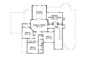 Floor Plan - Upper Floor for Colonial House Plan #411-425 - 4 bed, 3.5 bath