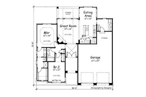 Floor Plan - Main Floor for European House Plan #20-1396 - 2 bed, 2 bath