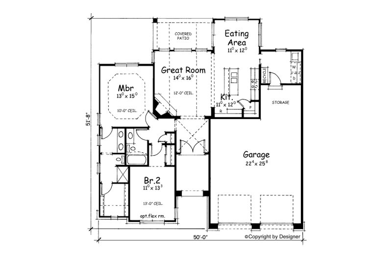 Architectural House Design - Floor Plan - Main Floor for European House Plan #20-1396 - 2 bed, 2 bath