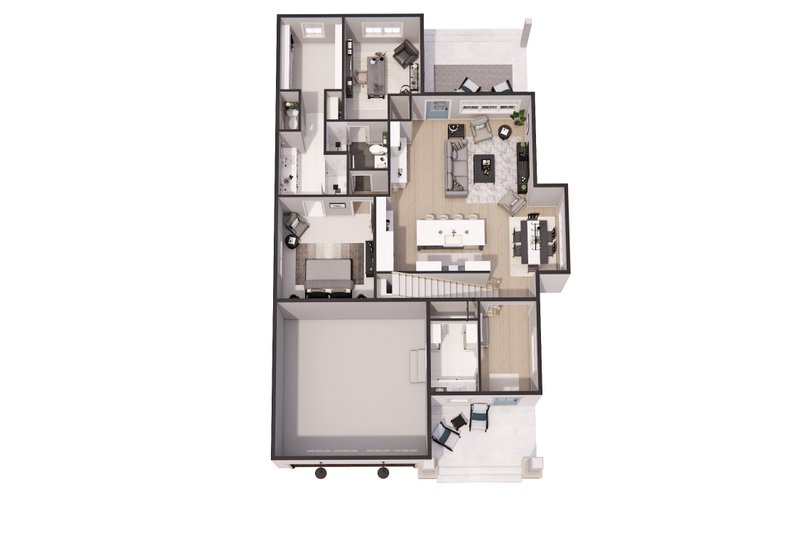 House Blueprint - Floor Plan - Main Floor 1 for Farmhouse House Plan #51-1291 - 4 bed, 4 bath