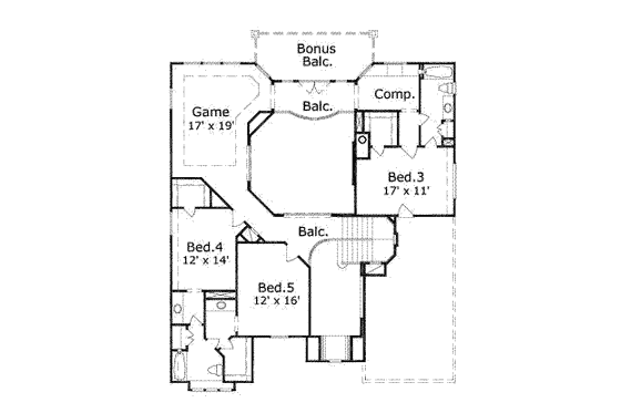 Floor Plan - Upper Floor for Traditional House Plan #411-106 - 5 bed, 4 bath