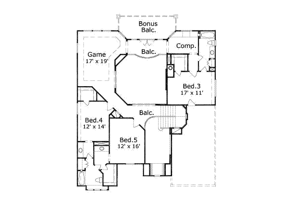 Traditional Floor Plan - Upper Floor Plan #411-106