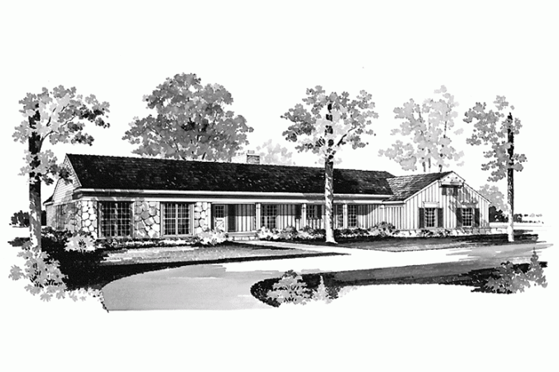 Architectural House Design - Ranch Exterior - Front Elevation Plan #72-447