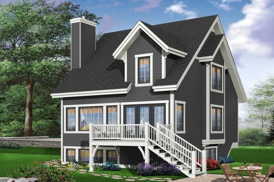 Exterior - Rear Elevation for Traditional House Plan #23-663 - 3 bed, 1.5 bath