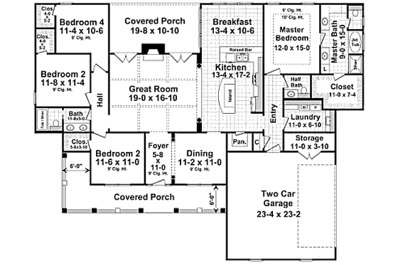 Floor Plan - Main Floor for Country House Plan #21-304 - 4 bed, 2.5 bath