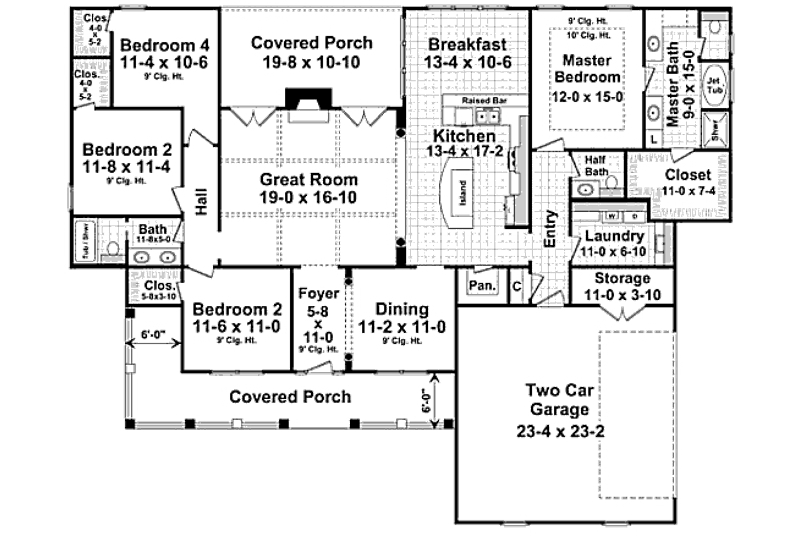 Dream House Plan - Floor Plan - Main Floor for Country House Plan #21-304 - 4 bed, 2.5 bath