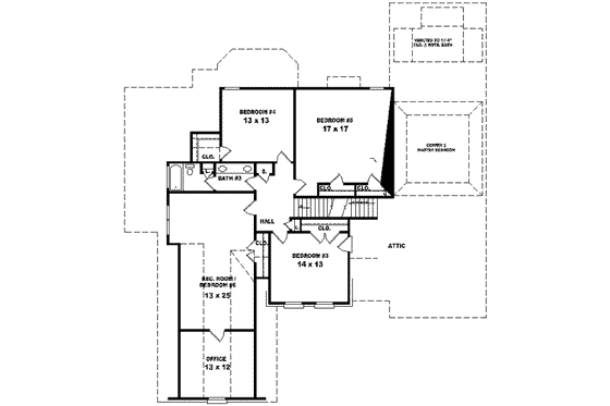 Floor Plan - Upper Floor for Traditional House Plan #81-609 - 5 bed, 3.5 bath