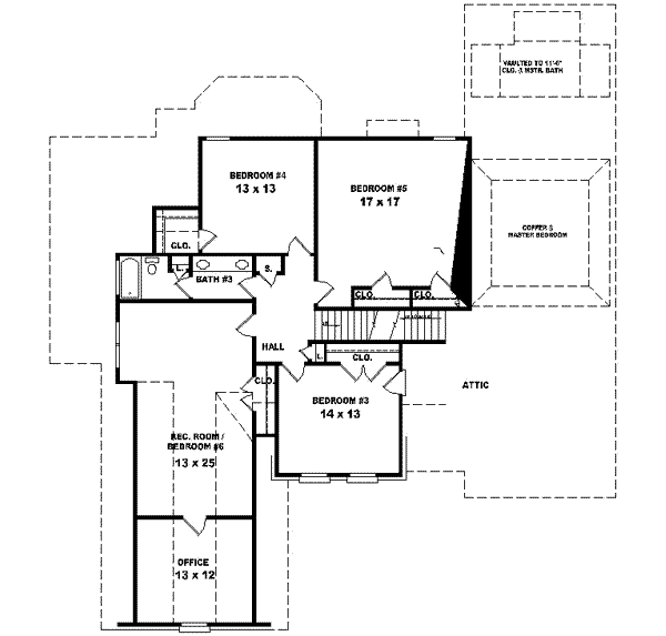 Traditional Floor Plan - Upper Floor Plan #81-609