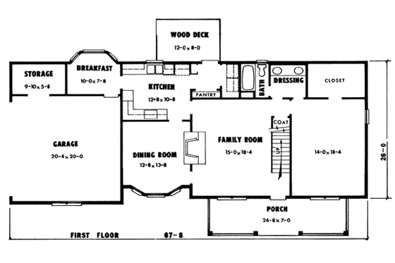 Floor Plan - Main Floor for Country House Plan #10-233 - 3 bed, 2 bath