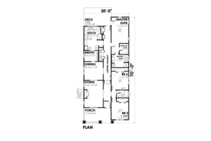 Floor Plan - Main Floor for Bungalow House Plan #30-198 - 3 bed, 2 bath