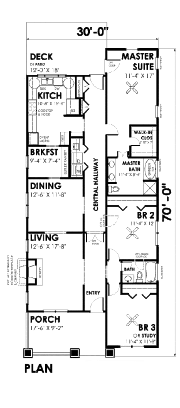 Bungalow Floor Plan - Main Floor Plan #30-198