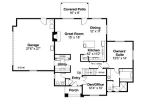 Floor Plan - Main Floor for Prairie House Plan #124-1035 - 3 bed, 2.5 bath