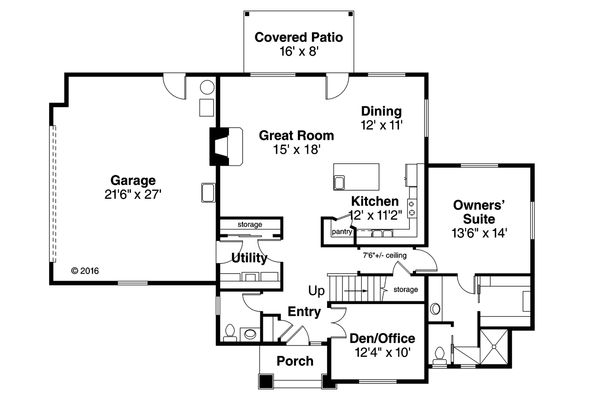 House Plan Design - Prairie Floor Plan - Main Floor Plan #124-1035