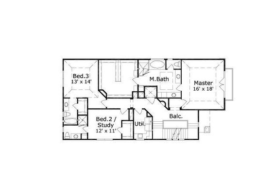 Floor Plan - Upper Floor for European House Plan #411-650 - 3 bed, 4.5 bath