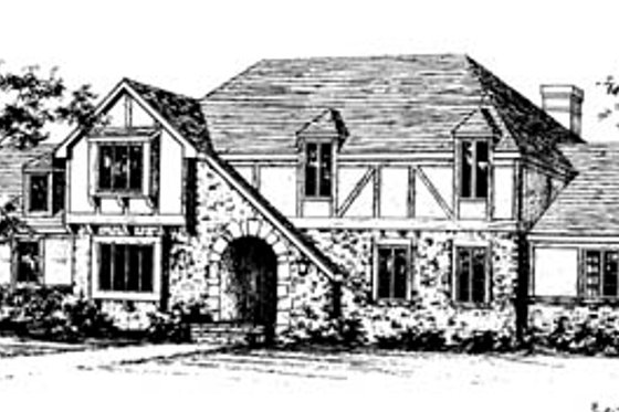 Exterior - Front Elevation for European House Plan #10-259 - 4 bed, 3.5 bath