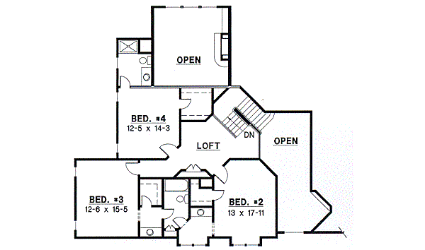 Traditional Floor Plan - Upper Floor Plan #67-275