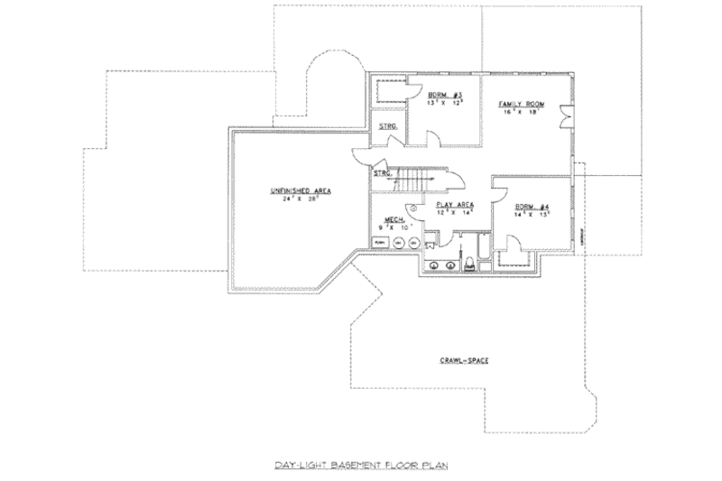 Home Plan - Floor Plan - Lower Floor for Modern House Plan #117-468 - 4 bed, 3.5 bath