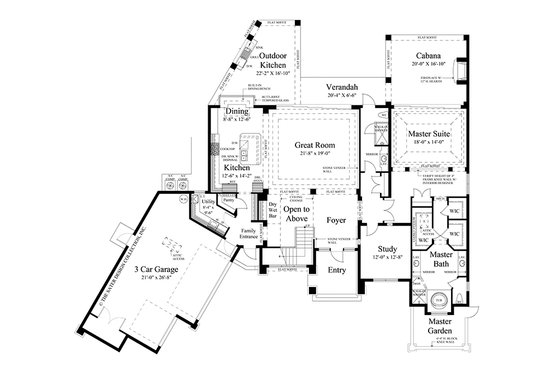 Floor Plan - Main Floor for Contemporary House Plan #930-20 - 3 bed, 4 bath